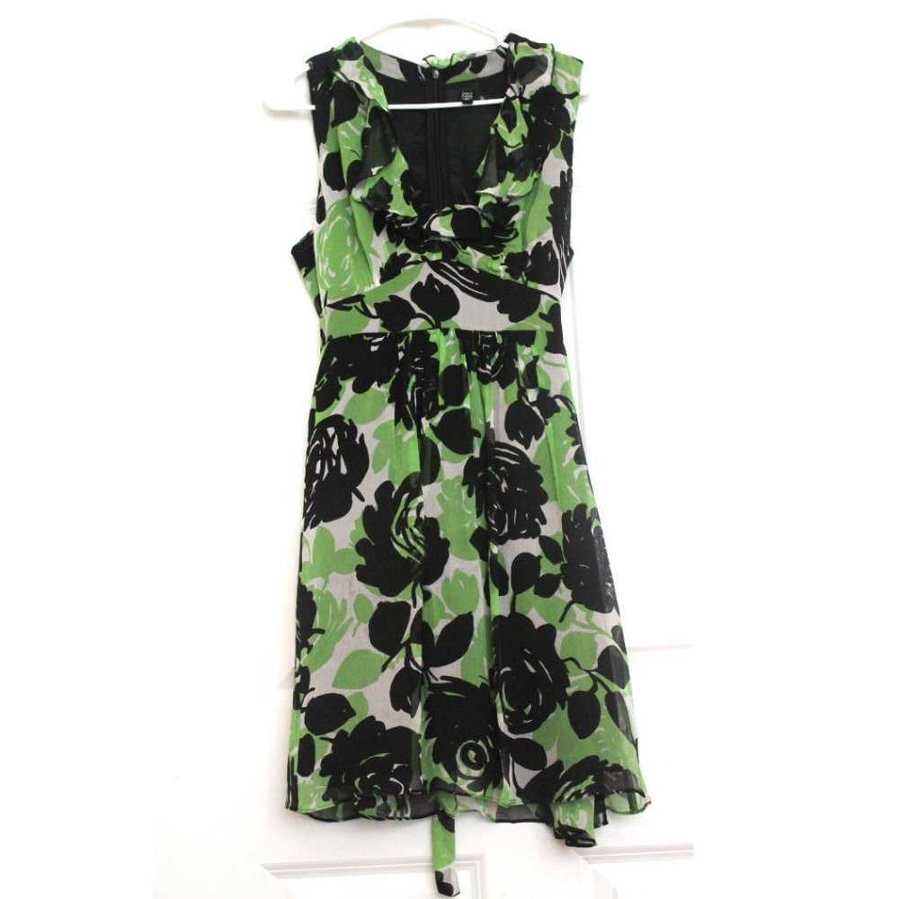 VTG Saks fifth avenue Mini Silk Floral Dress Ruffle Bias Chest Y2K Wedding Guest